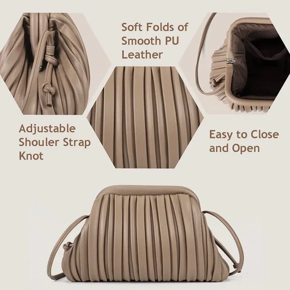 Gorgeous PU Leather Clutch. Taupe. Excellent condition. - Picture 8 of 12